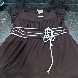 Speechless top. Dark brown with white cording